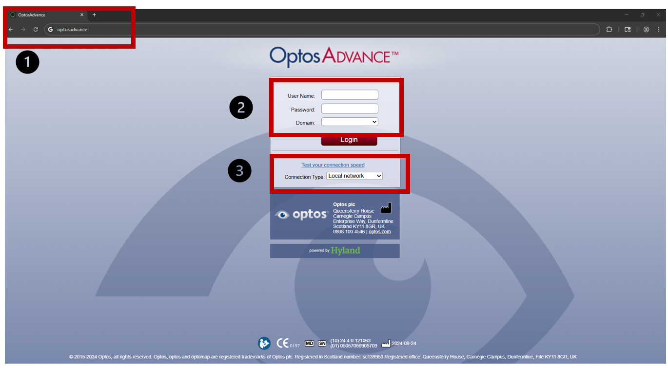 Optos Advance Login